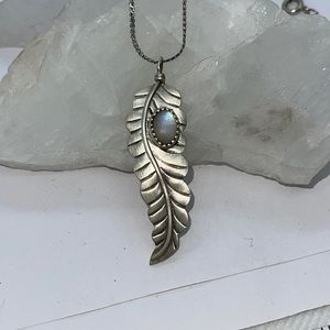 Native Mother Of Pearl Feather Necklace